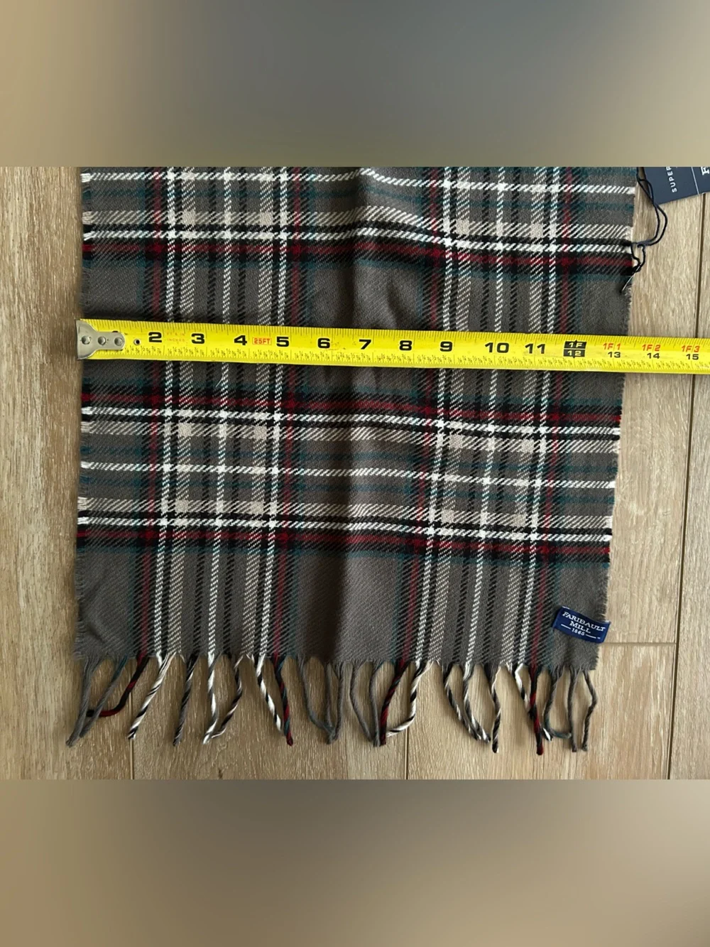 Faribault Stewart Plaid Pewter Scarf - Fine Merino Wool